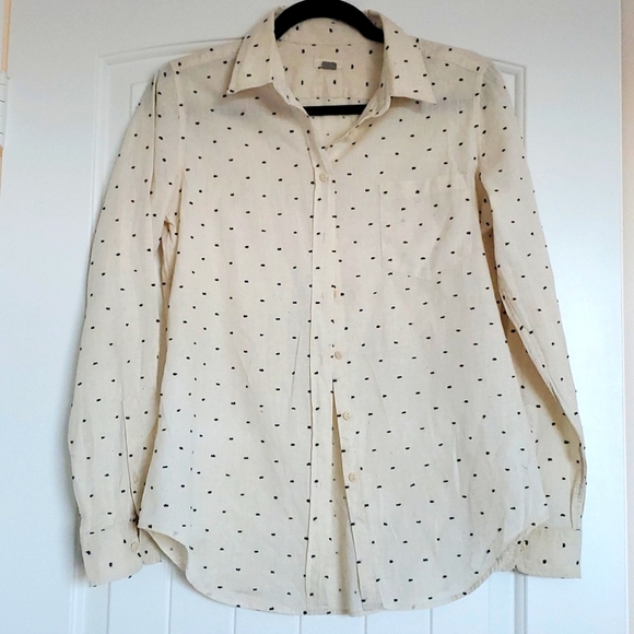 Fossil Button Down Polka Dot Linen Shirt (Small) - Picture 2 of 7